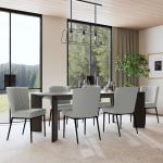 Gray Channel Back Rounded Dining Chairs, Set of 2