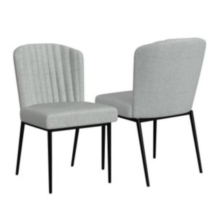 Gray Channel Back Rounded Dining Chairs, Set of 2