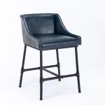Midnight Blue Faux Leather Parlor Bar Stool