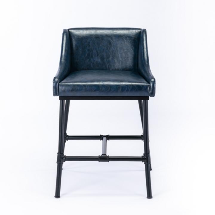 Midnight Blue Faux Leather Parlor Bar Stool