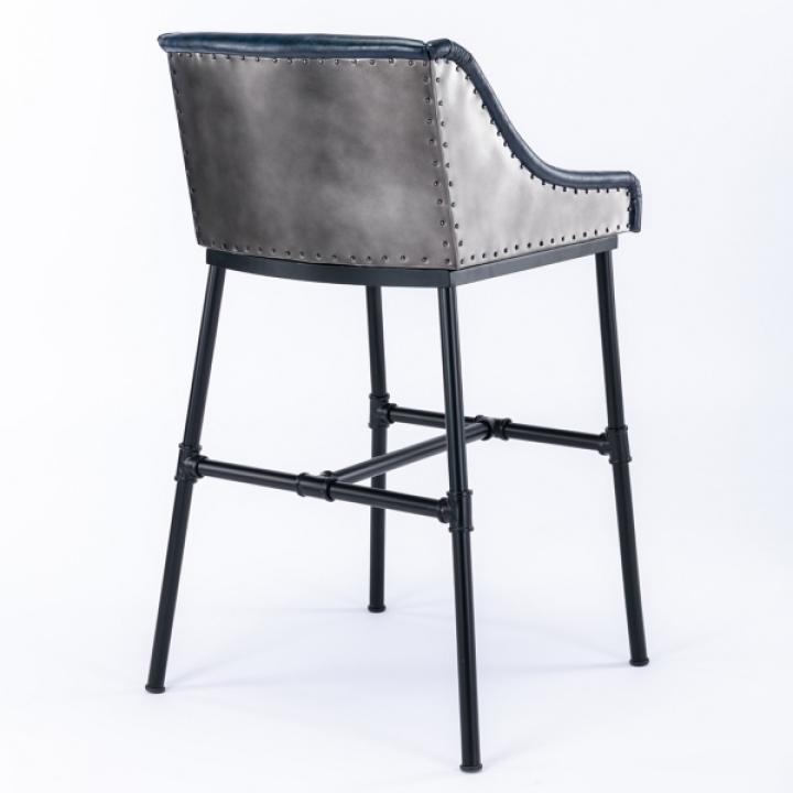 Midnight Blue Faux Leather Parlor Bar Stool