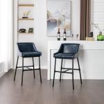 Midnight Blue Faux Leather Parlor Bar Stool