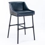 Midnight Blue Faux Leather Parlor Bar Stool