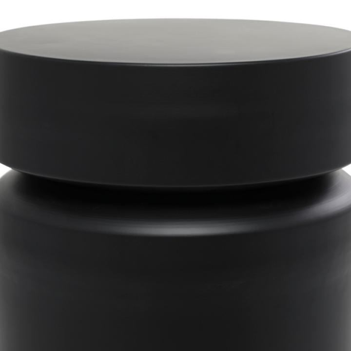 Black Metal Round Drum Accent Table