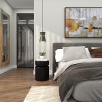 Black Metal Round Drum Accent Table