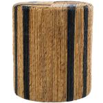 Handmade Round Banana Leaf Striped Accent Table