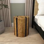 Handmade Round Banana Leaf Striped Accent Table