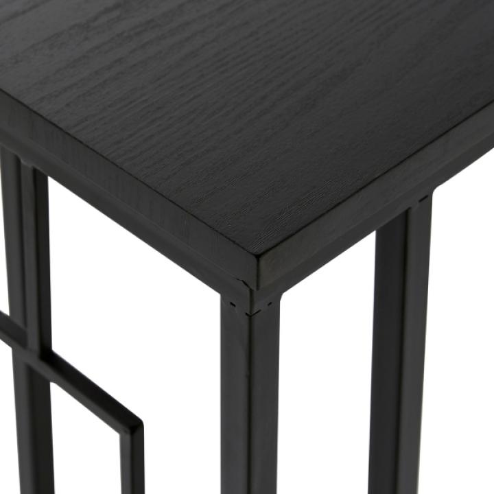 Dark Brown Metal C-Shaped Accent Table