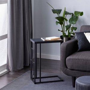 Dark Brown Metal C-Shaped Accent Table