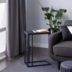 Dark Brown Metal C-Shaped Accent Table