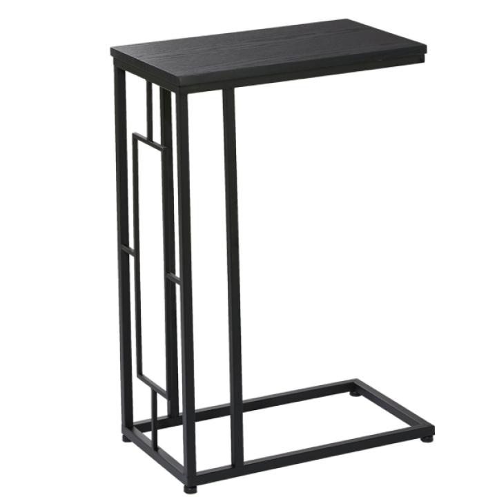 Dark Brown Metal C-Shaped Accent Table