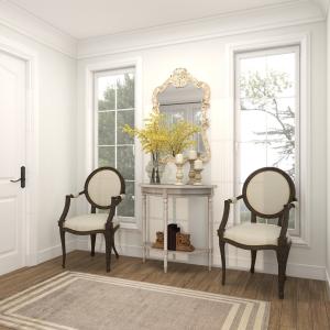 Whitewashed Wood Half Moon Console Table