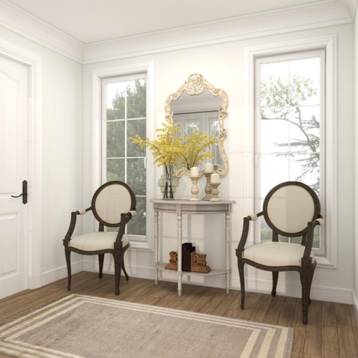 Whitewashed Wood Half Moon Console Table