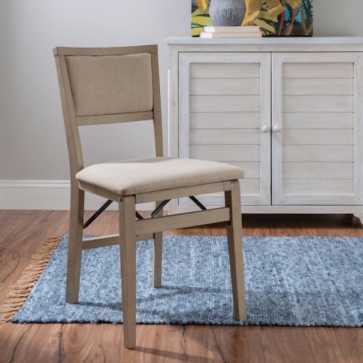 Beige Keira Folding Dining Chairs, Set of 2