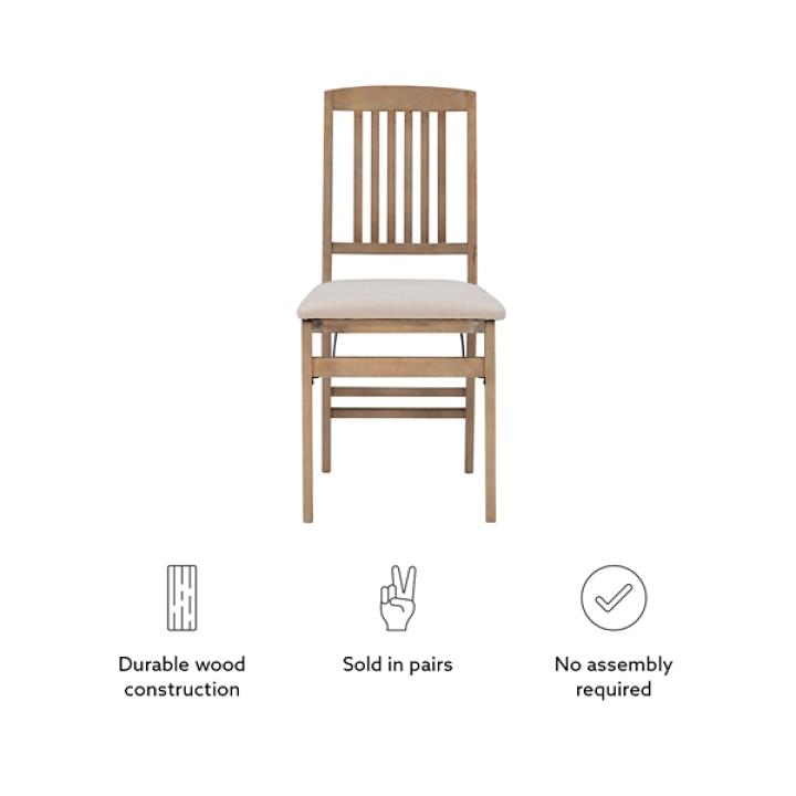 Beige Triena Folding Dining Chairs, Set of 2