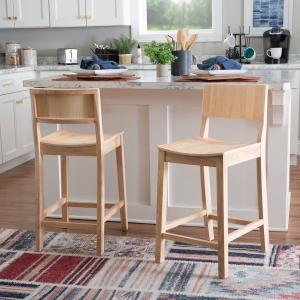 Natural Wood Devin Counter Stools, Set of 2