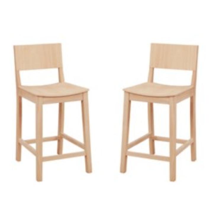 Natural Wood Devin Counter Stools, Set of 2