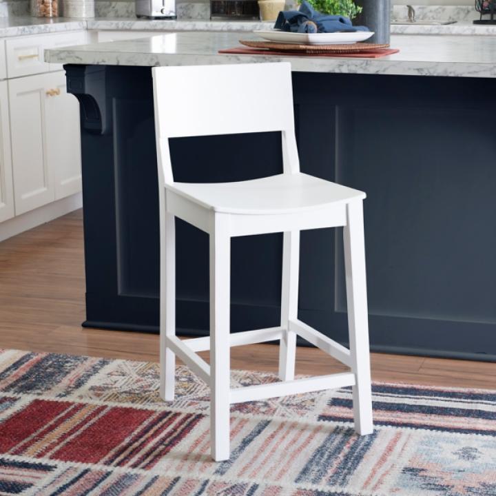 White Wood Devin Counter Stools, Set of 2