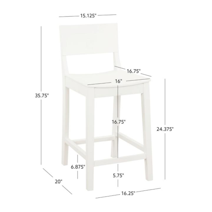 White Wood Devin Counter Stools, Set of 2