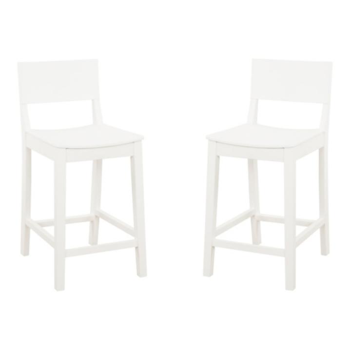 White Wood Devin Counter Stools, Set of 2