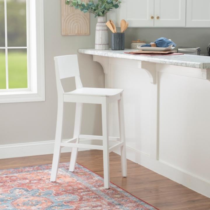 White Wood Devin Bar Stools, Set of 2