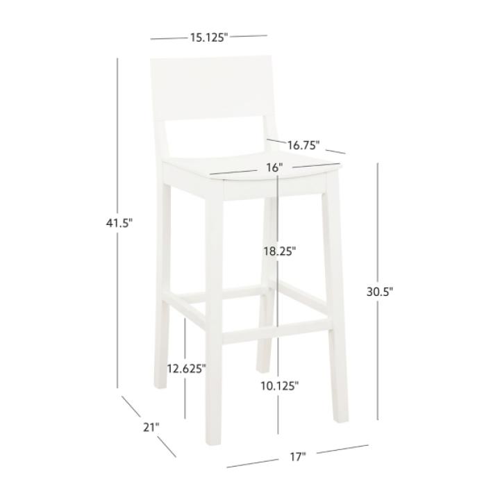 White Wood Devin Bar Stools, Set of 2