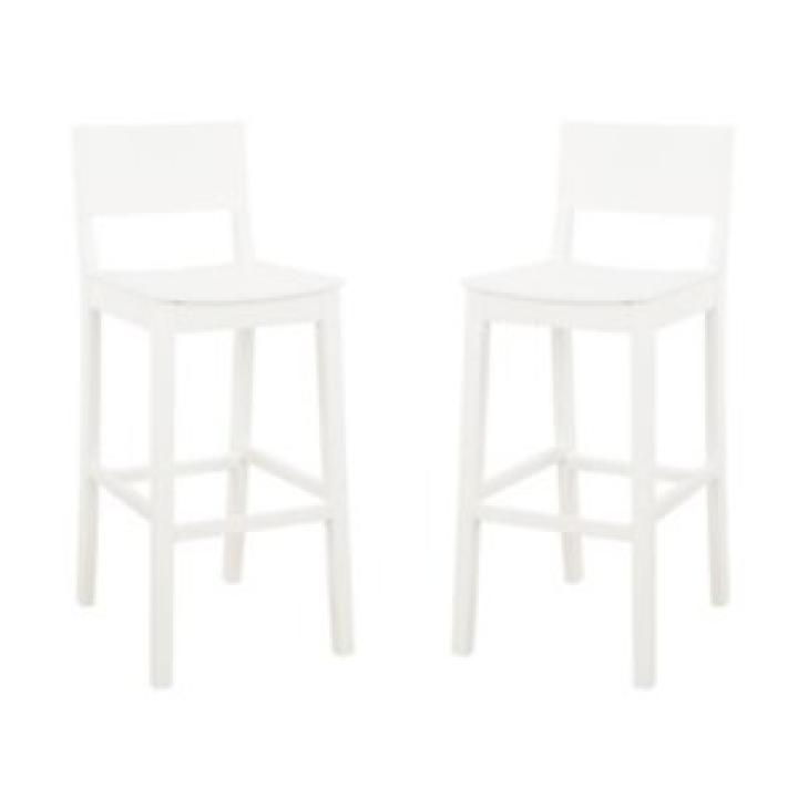 White Wood Devin Bar Stools, Set of 2