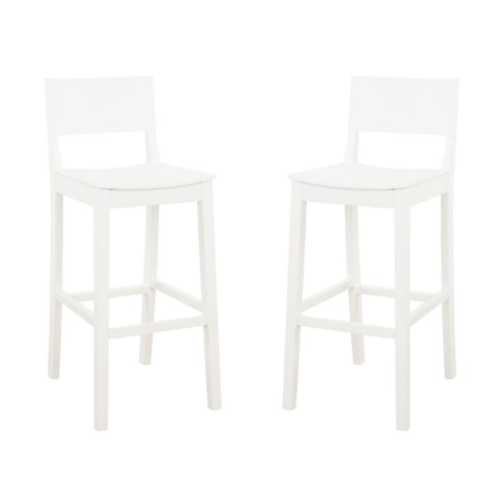 White Wood Devin Bar Stools, Set of 2