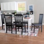 Black Wood Slatted Back Dining Chairs, Set of 2