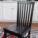 Black Wood Slatted Back Dining Chairs, Set of 2