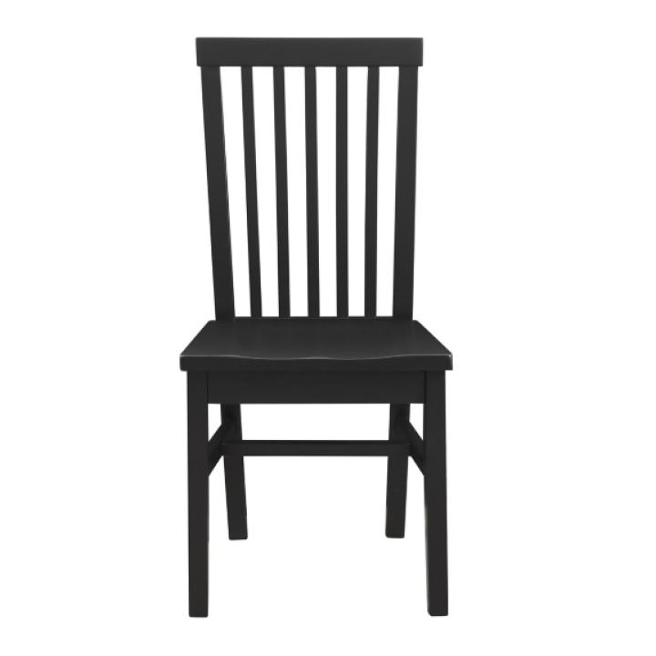 Black Wood Slatted Back Dining Chairs, Set of 2