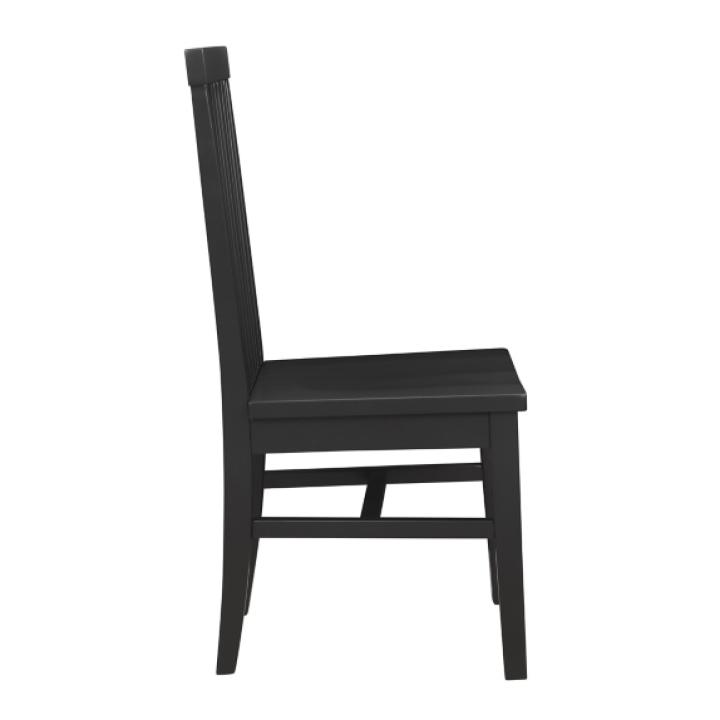Black Wood Slatted Back Dining Chairs, Set of 2