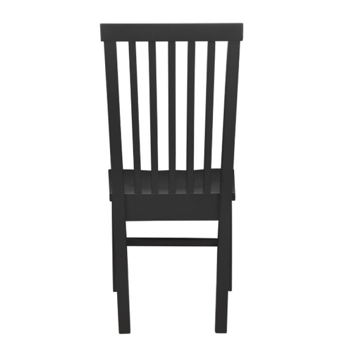 Black Wood Slatted Back Dining Chairs, Set of 2