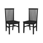 Black Wood Slatted Back Dining Chairs, Set of 2