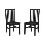 Black Wood Slatted Back Dining Chairs, Set of 2