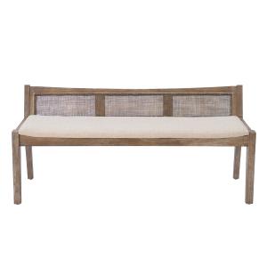 Rustic Wood Rattan Bench