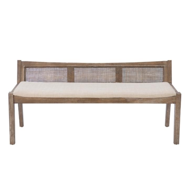 Rustic Wood Rattan Bench