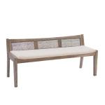 Rustic Wood Rattan Bench