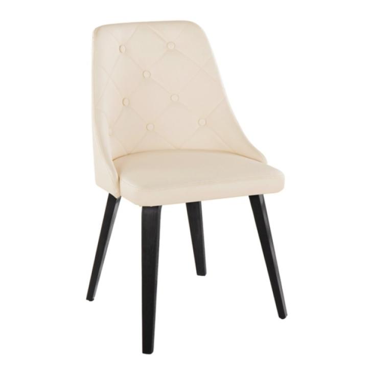 Cream & Black Faux Leather Dining Chairs, Set of 2