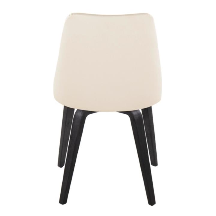 Cream & Black Faux Leather Dining Chairs, Set of 2