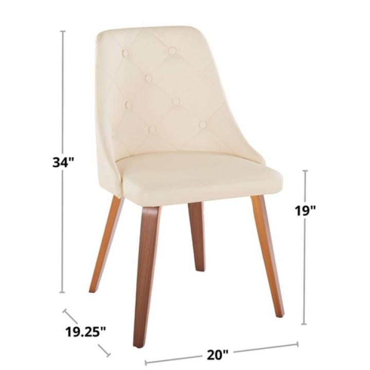 Cream & Black Faux Leather Dining Chairs, Set of 2