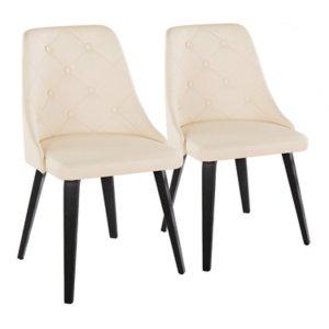 Cream & Black Faux Leather Dining Chairs, Set of 2