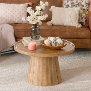 Round Natural Wood Hughes Coffee Table