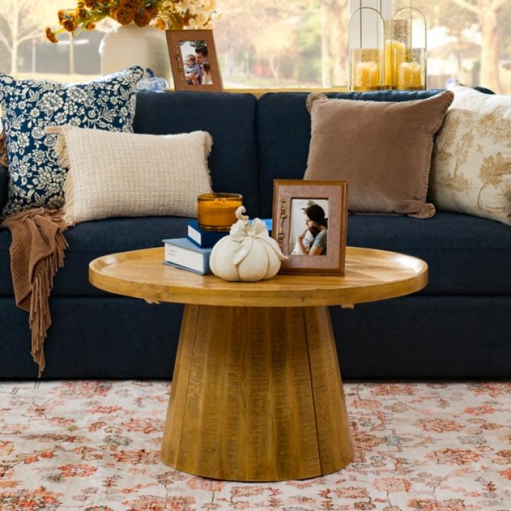 Round Natural Wood Hughes Coffee Table