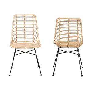 Natural Rattan Manhattan Dining Chairs, Set of 2