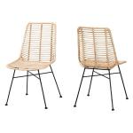 Natural Rattan Manhattan Dining Chairs, Set of 2