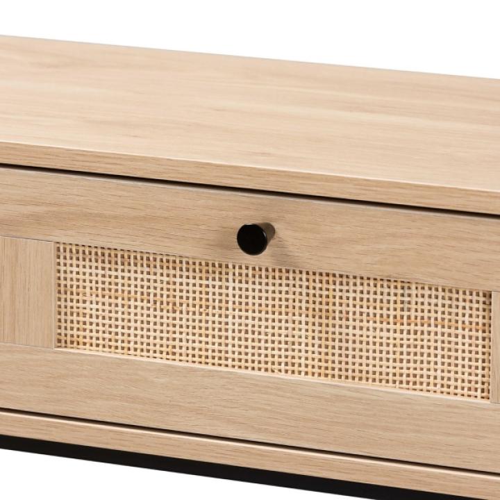 Natural Woven Rattan 2-Drawer Console Table