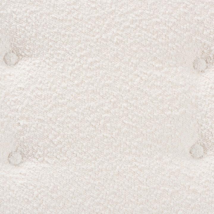 Mid-Century Modern White Boucle Angled Bench