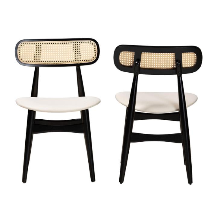 Black Mid-Century Modern Dining Chairs, Set of 2