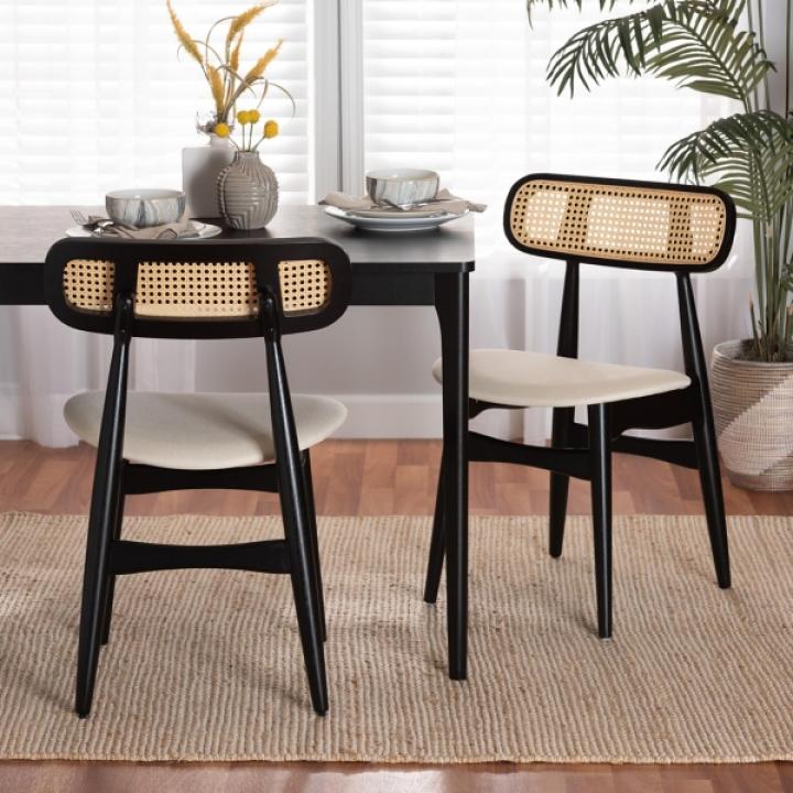 Black Mid-Century Modern Dining Chairs, Set of 2